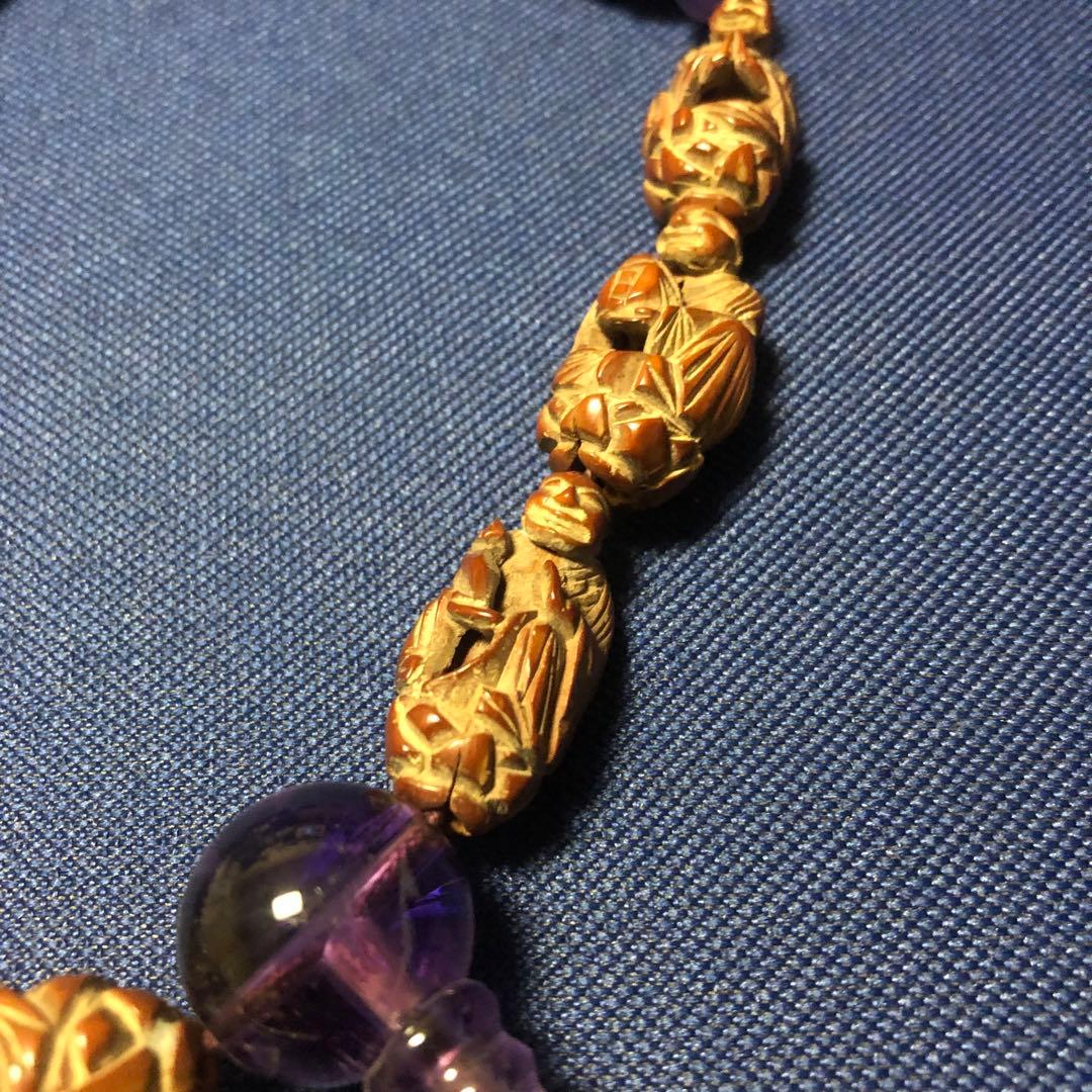 オリーブ　羅漢彫り　念珠