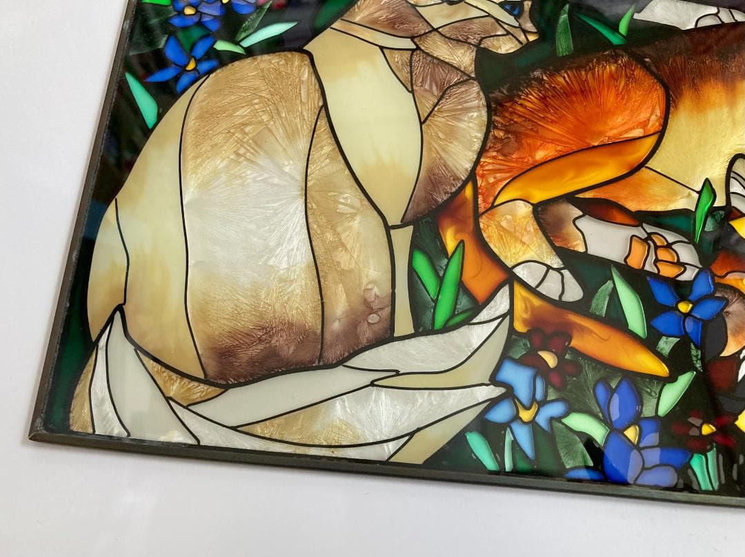 2001年 大判 ティファニー キャット ジョン・ベーカー ステンドグラス 猫