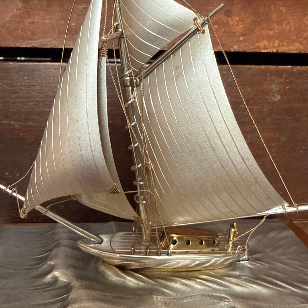 銀製品 ヨット 航海船 帆船 縁起物 工芸品 置物