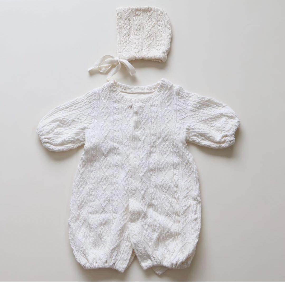 もこもこぽわん　退院着　ホワイト　お宮参り