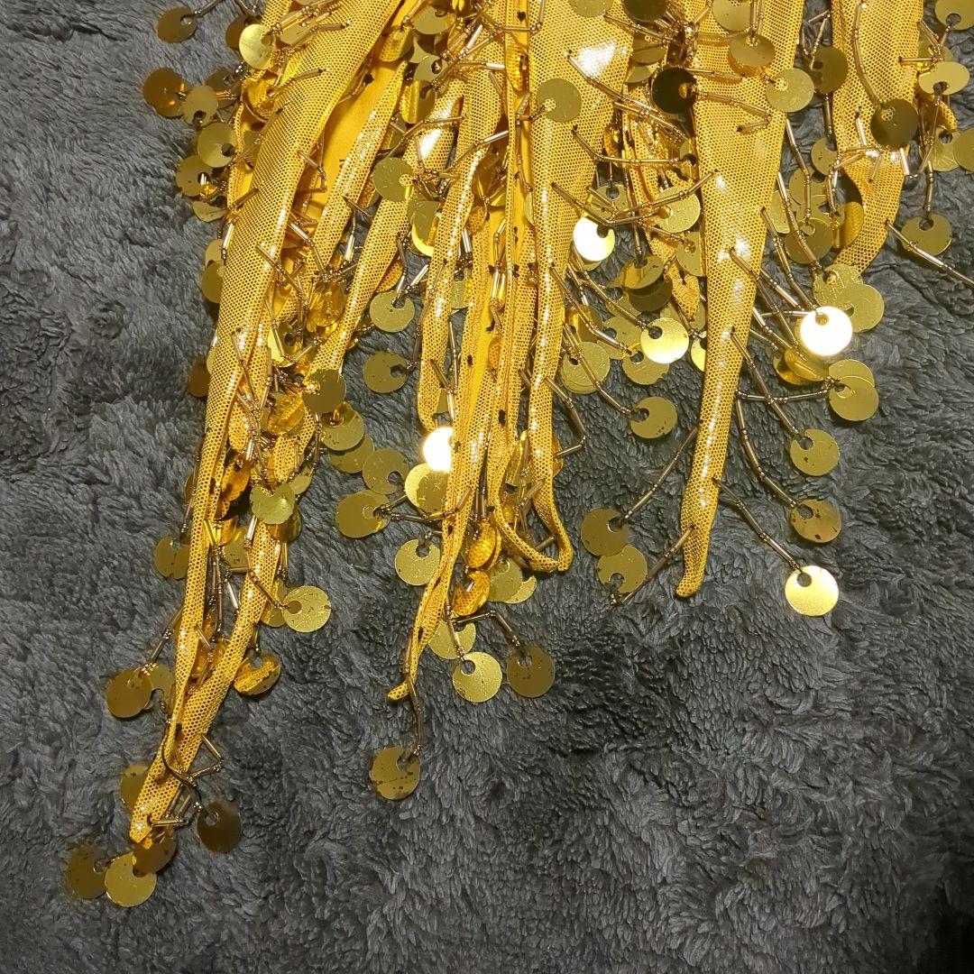 社交ダンスドレス 黒と金 ビーズ装飾