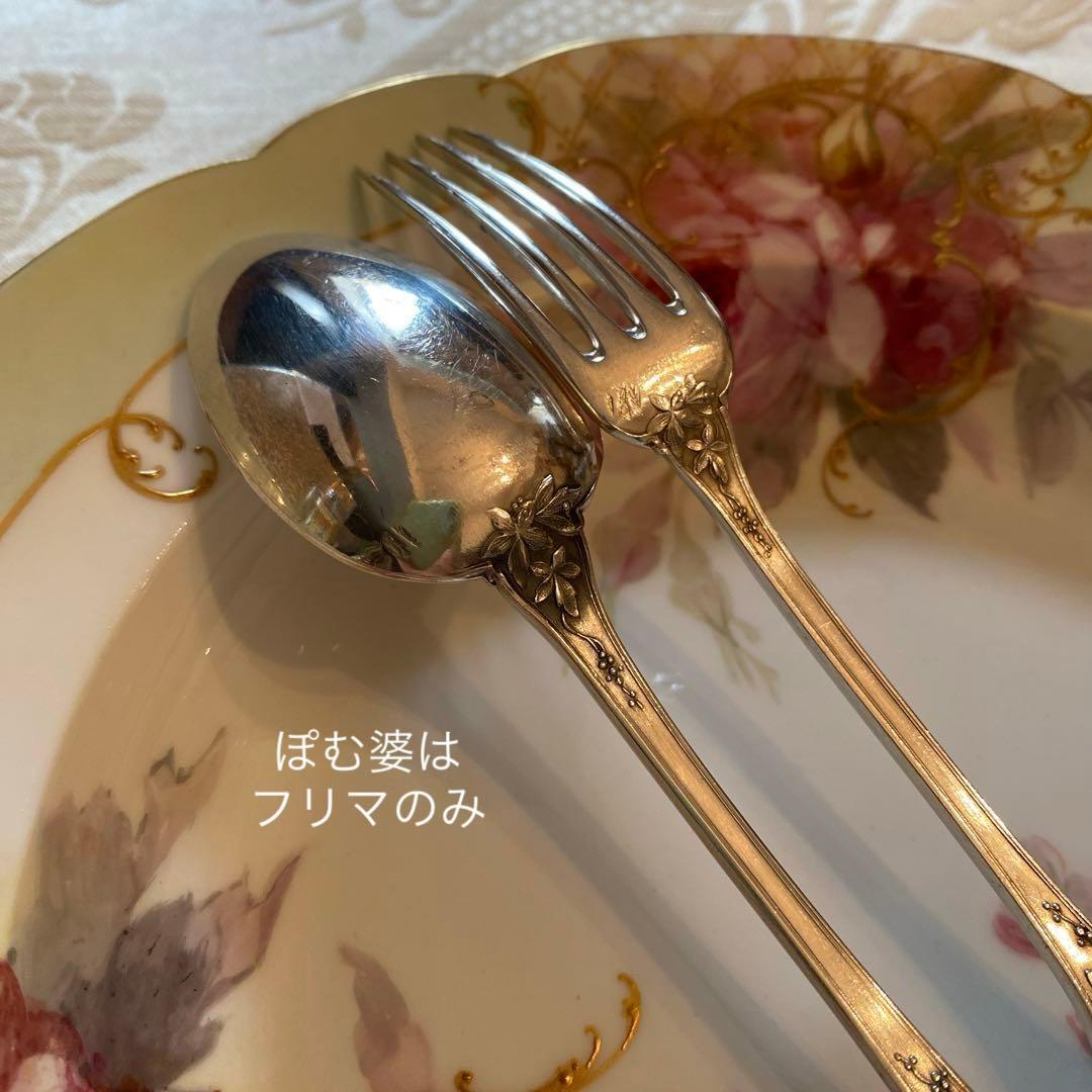 【フランス／E.Lefebvre】純銀／デザートフォーク＆スプーン