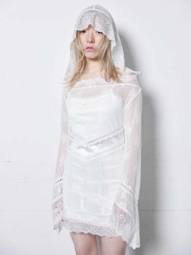 ワンピース neith. Veil Off-shoulder Dress(White)