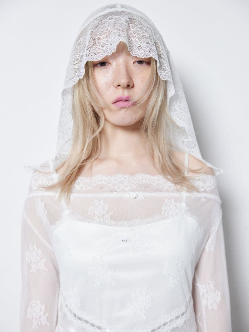 ワンピース neith. Veil Off-shoulder Dress(White)