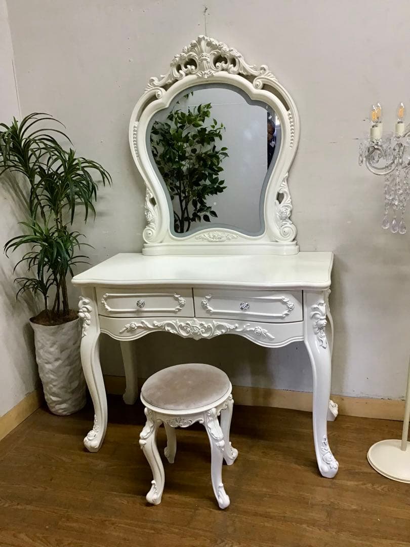 管281☆イタリア製☆アンティーク☆姫系☆ロココ調☆ドレッサー☆スツール付き