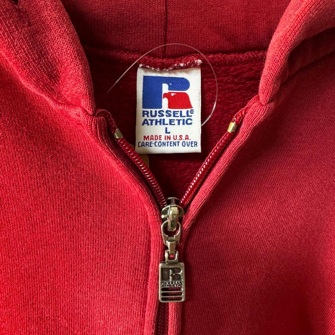 ち*ぶ様 希少 90s USA製 RUSSELL PLAIN 無地 フルジップ