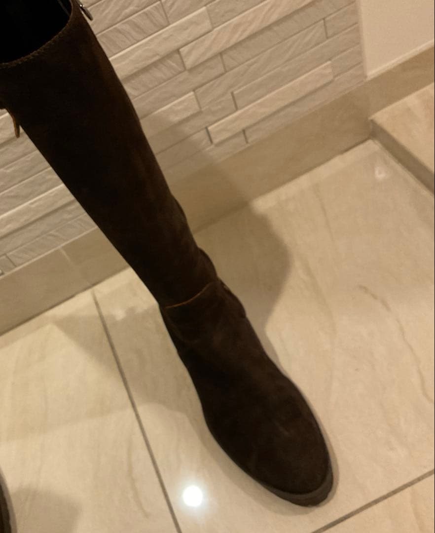 ロングブーツ　スエード　茶色ブーツ　スエードブーツ　ジョッキブーツ
