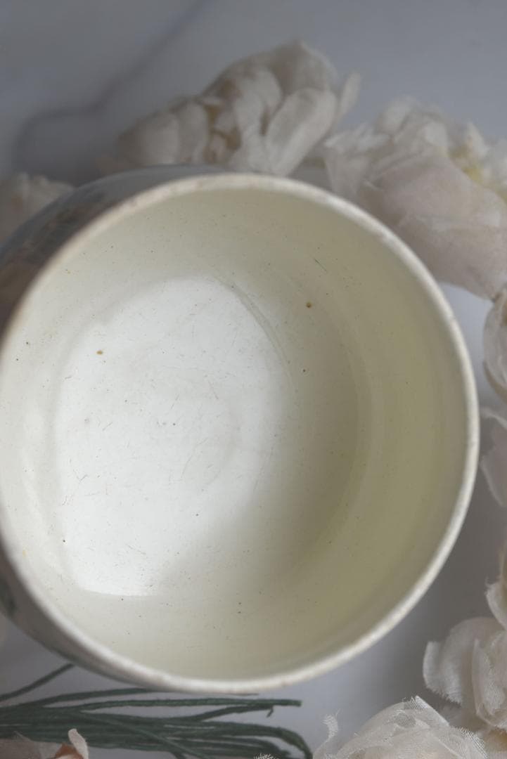 美品クレイユモントロー　可愛いリボンと勿忘草のカップ　フランスアンティーク