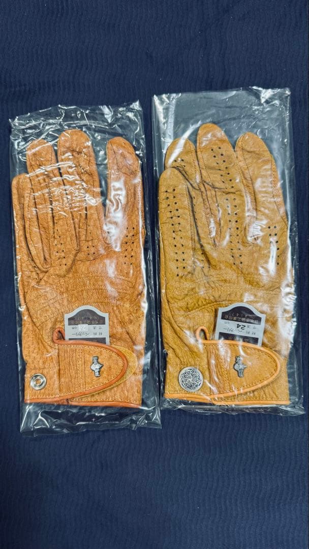 革手袋の最高峰　ペッカリー皮革のゴルフグローブ　24cm 2枚　レア品