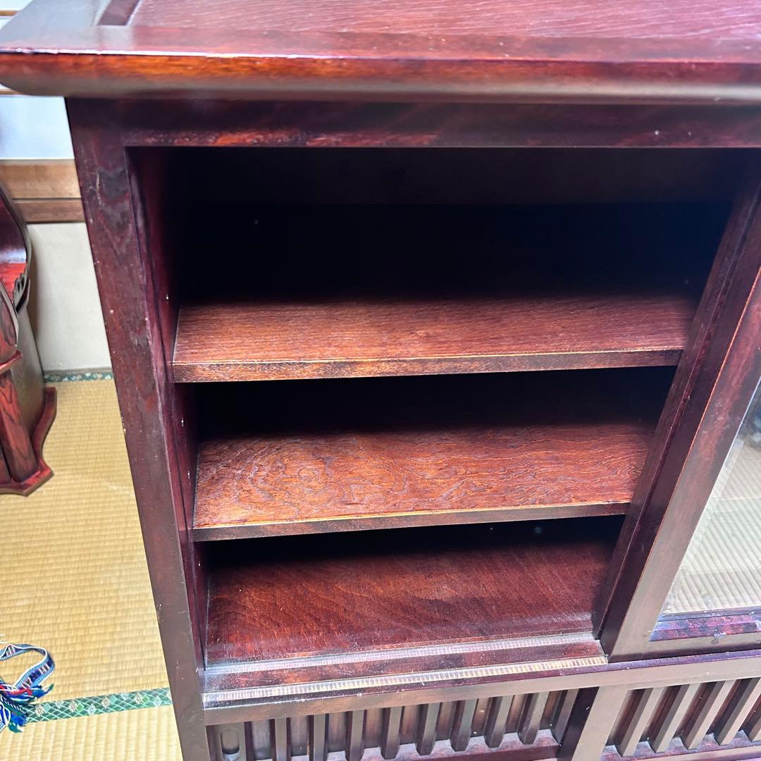 昭和レトロ 木製ガラスキャビネット 収納棚 食器棚 幅90cm