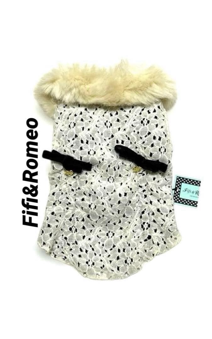 Fifi&Romeo フィフィアンドロメオ 　　タグ付　ファー襟フラワーレース￼