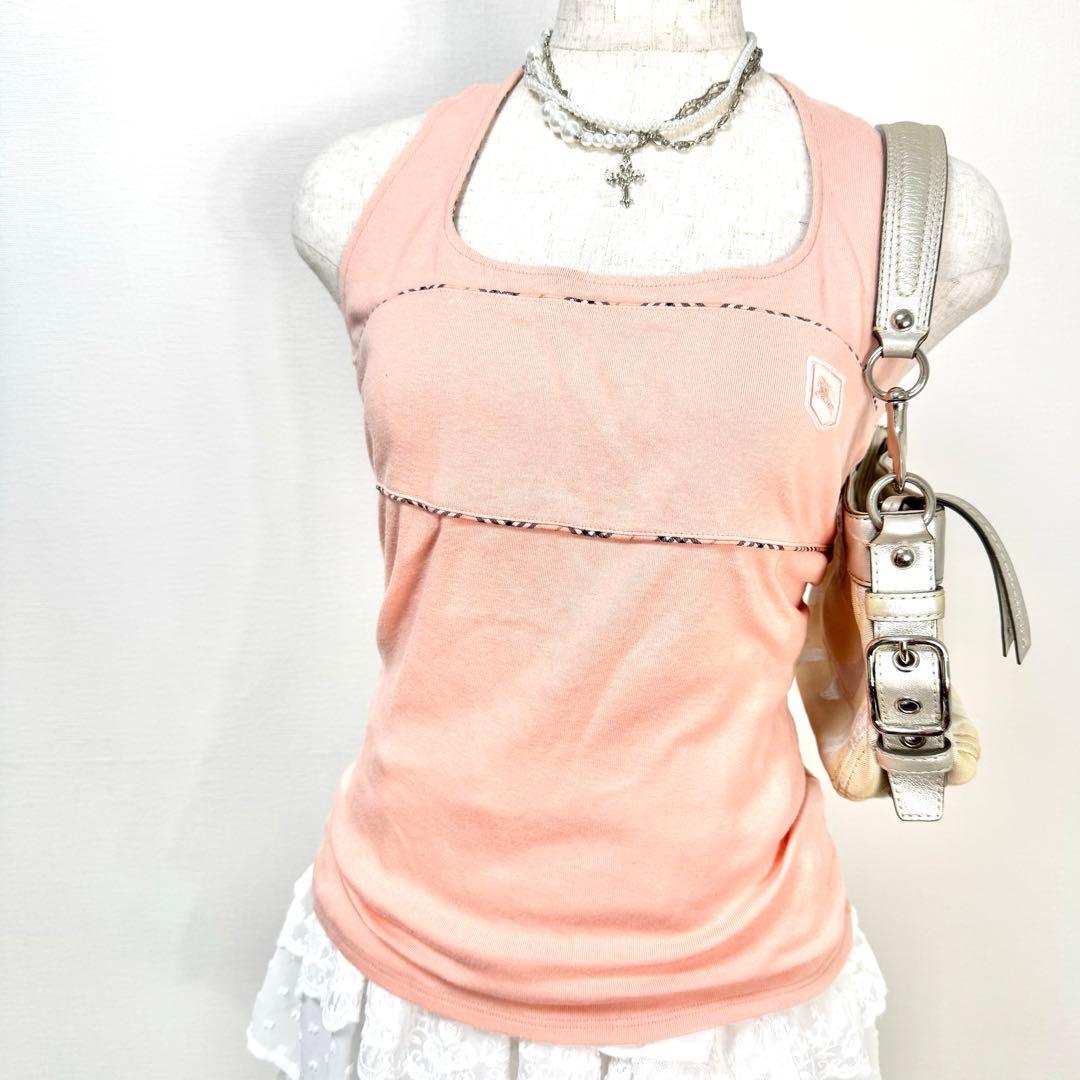 y2k❤️ BURBERRY BLUE LABEL ロゴ チェック ホルターネック