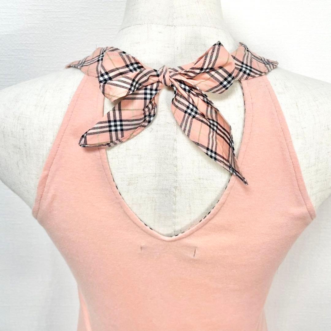 y2k❤️ BURBERRY BLUE LABEL ロゴ チェック ホルターネック