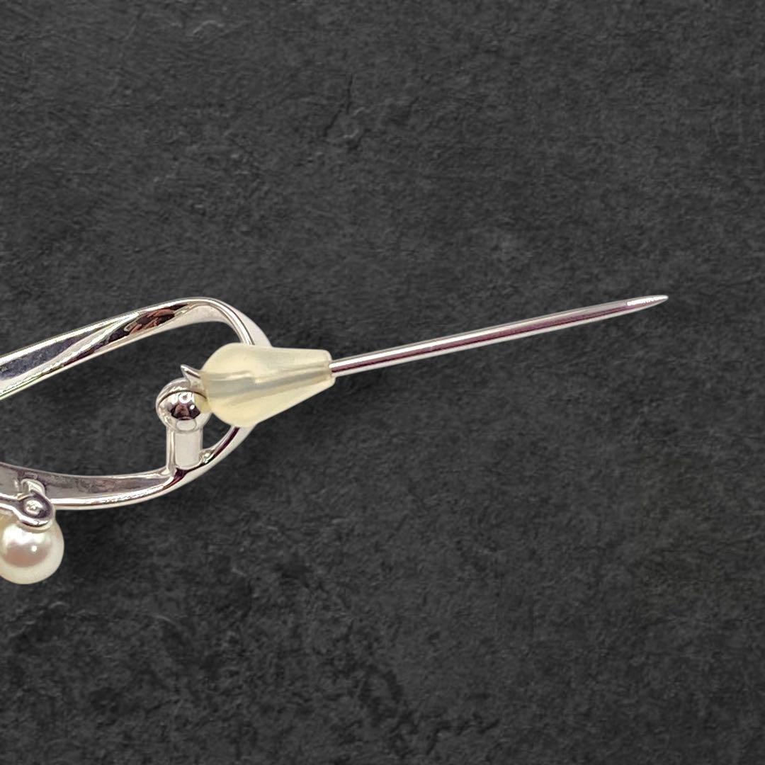 ミキモト アコヤ真珠 ハートブローチ シルバー 3珠 352