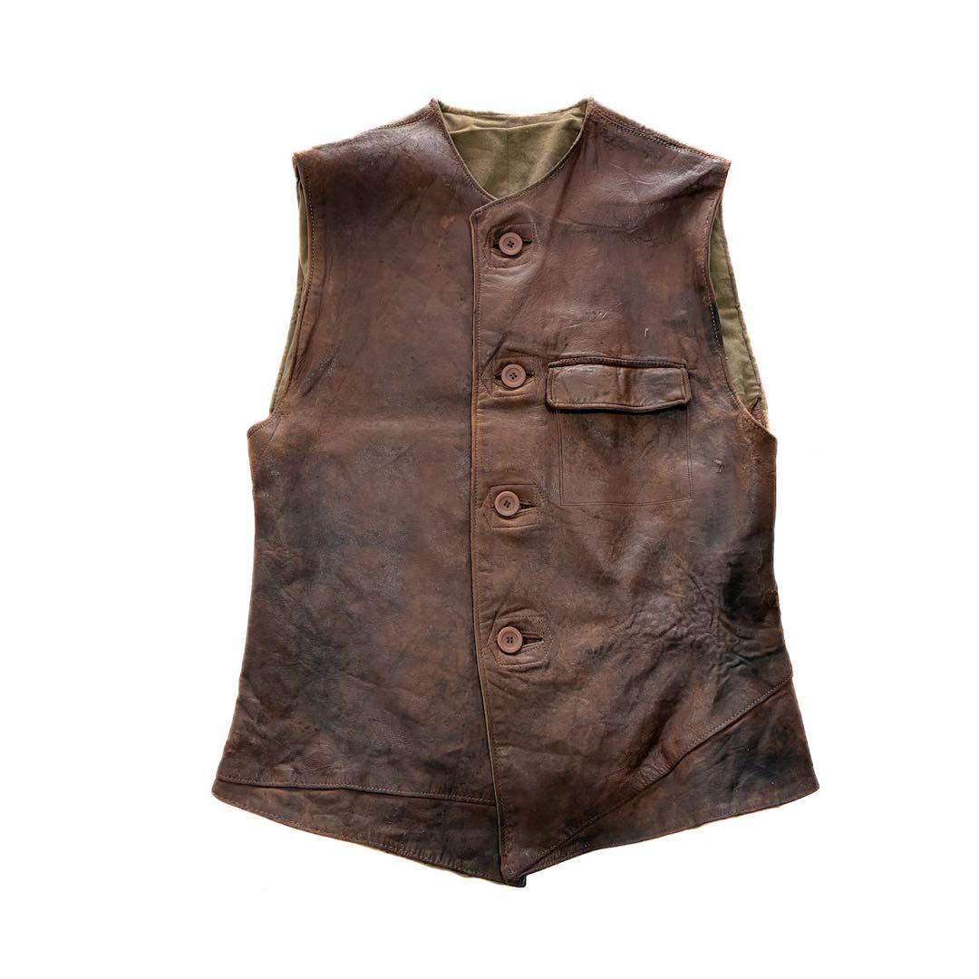 40s イギリス軍 レザー ジャーキンベスト フランス軍 ドイツ軍 ユーロ