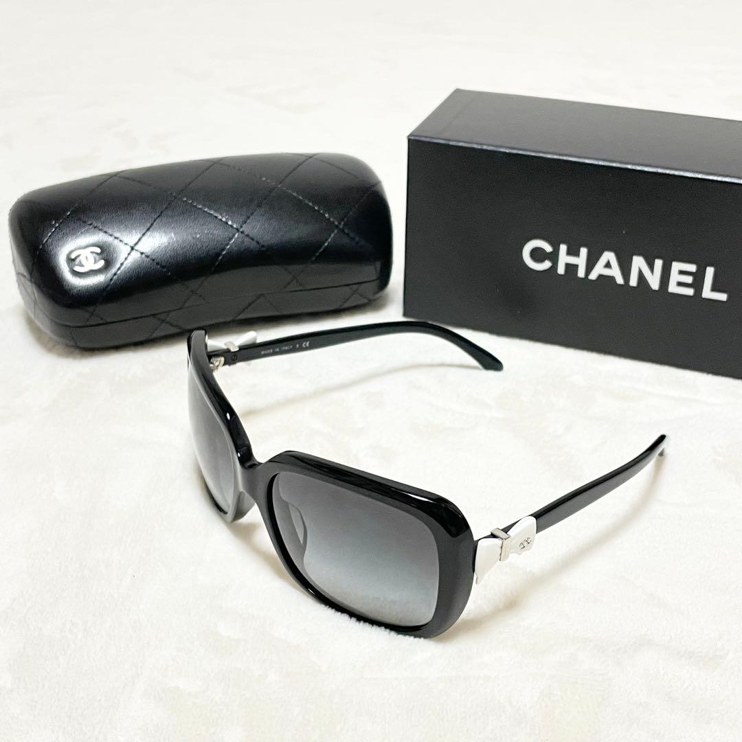 極美品 CHANEL ブラック×ホワイト リボンモチーフ 5171-A 希少