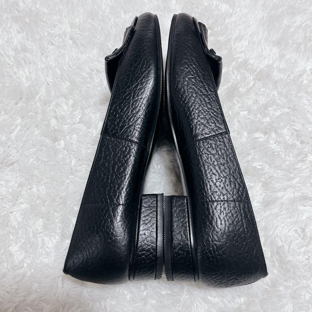 ほぼ未使用✨ミハマ　レザー カッターシューズ ホースビットチェーンローファー　黒