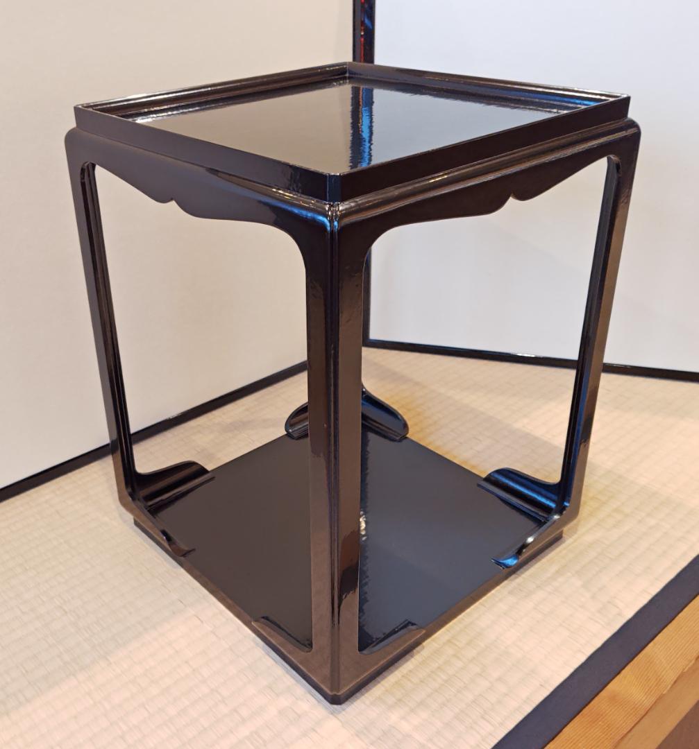 送料込【逢絢亭】茶道具 棚物 高麗卓 京塗 一閑塗 木製 佐々木宗章 共箱入り