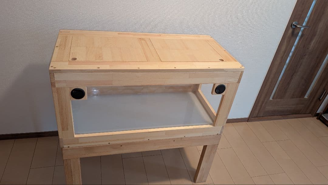 赤松集成材18ミリ幅90縦45奥行45全面アクリル板仕様木材オイル仕上げ！