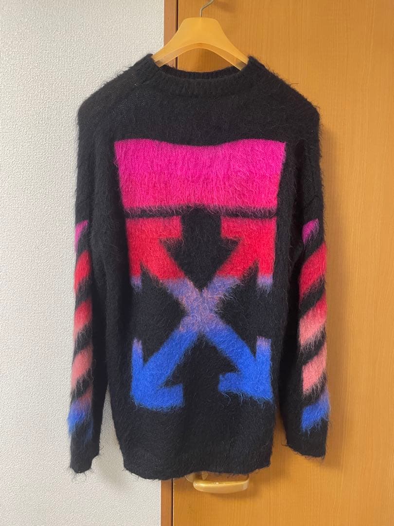 【超人気デザイン】オフホワイト☆クロスアロー入りモヘヤニット 入手困難 美品