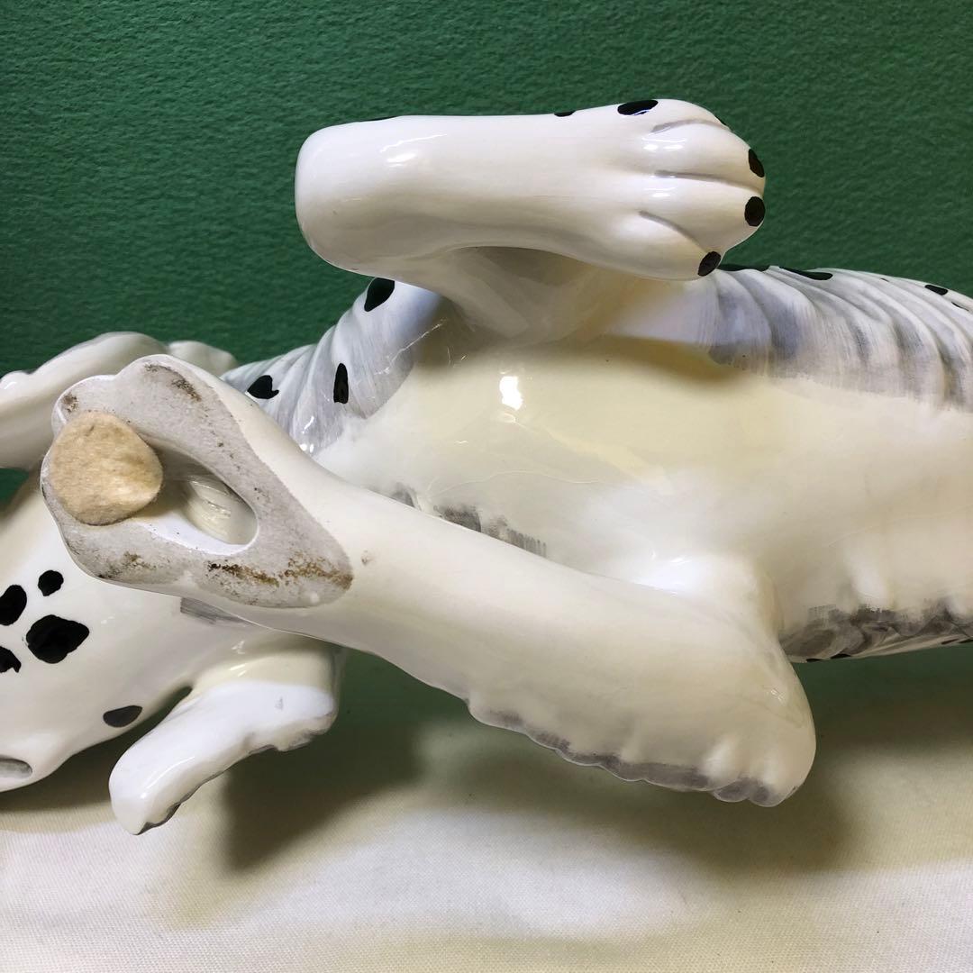 と88● イタリア製 ダルメシアン 犬 陶器 大型 置物 オブジェ インテリア