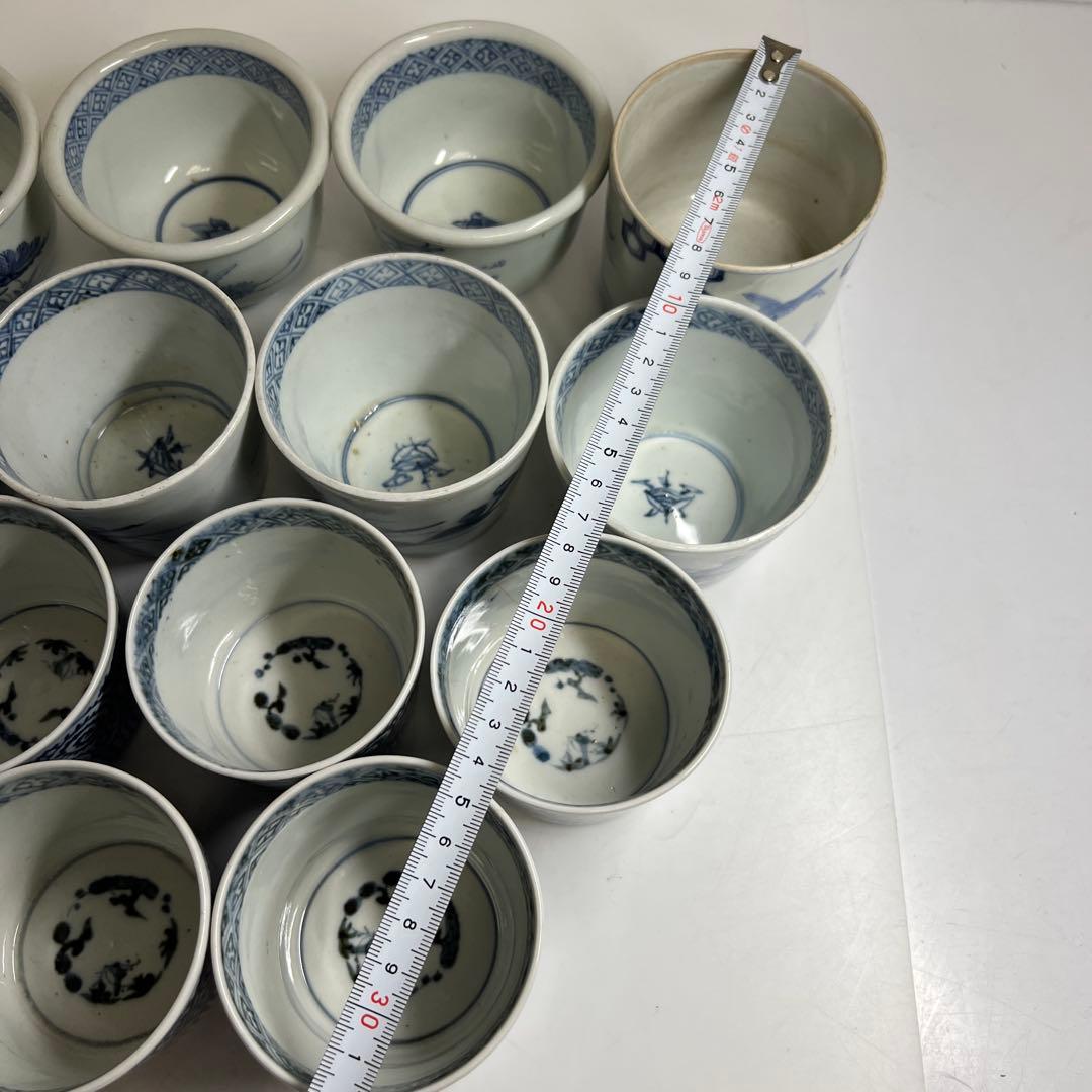 古伊万里　蛸唐草等　染付蕎麦猪口色々16点　東Y7-1224③タエトサ