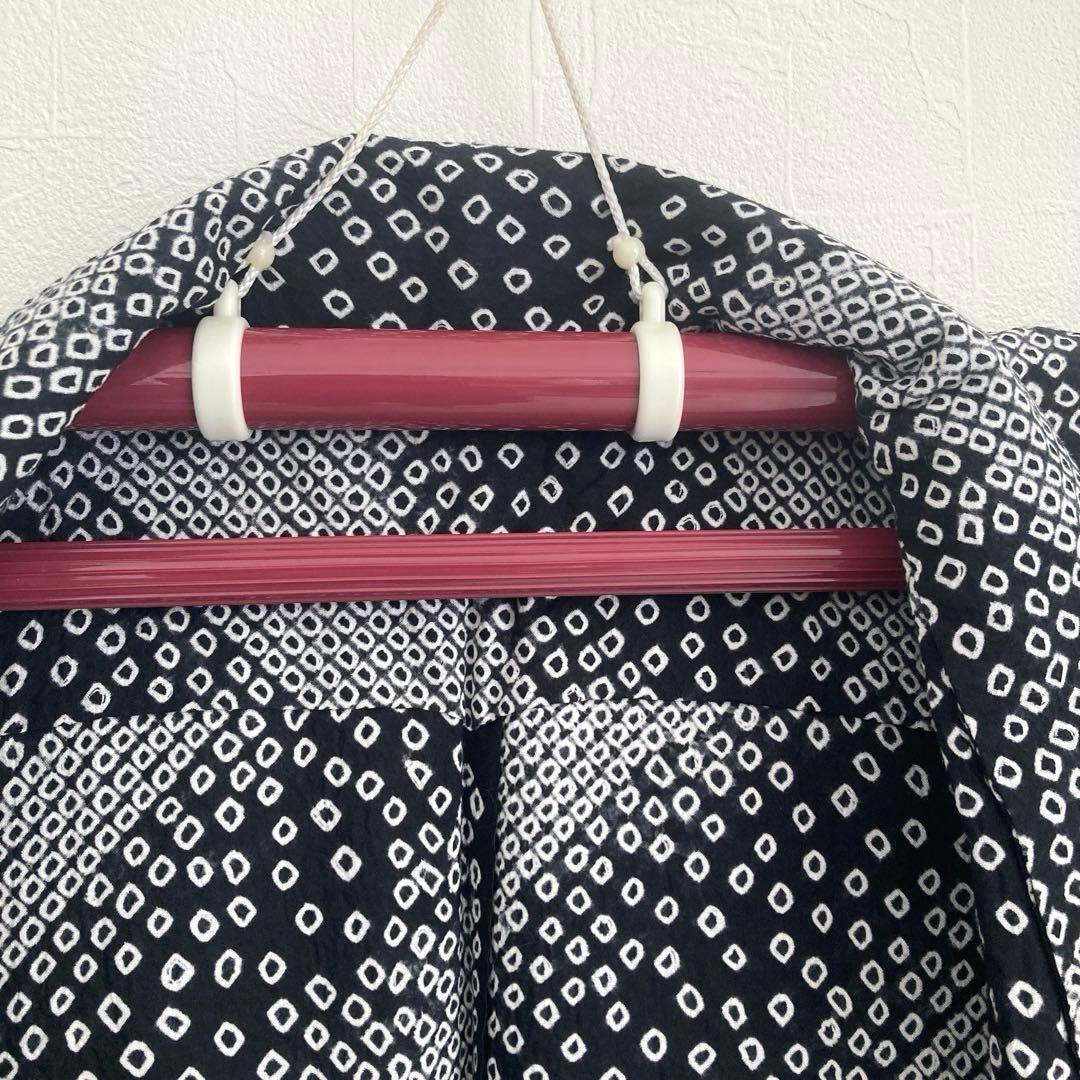 ひまわり 有松鳴海絞り　浴衣　白黒　絞りの曲線　手縫い　No.22-19