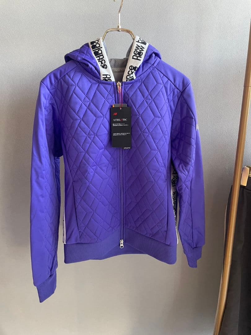 New balance パープル キルティング フード付きジャケット