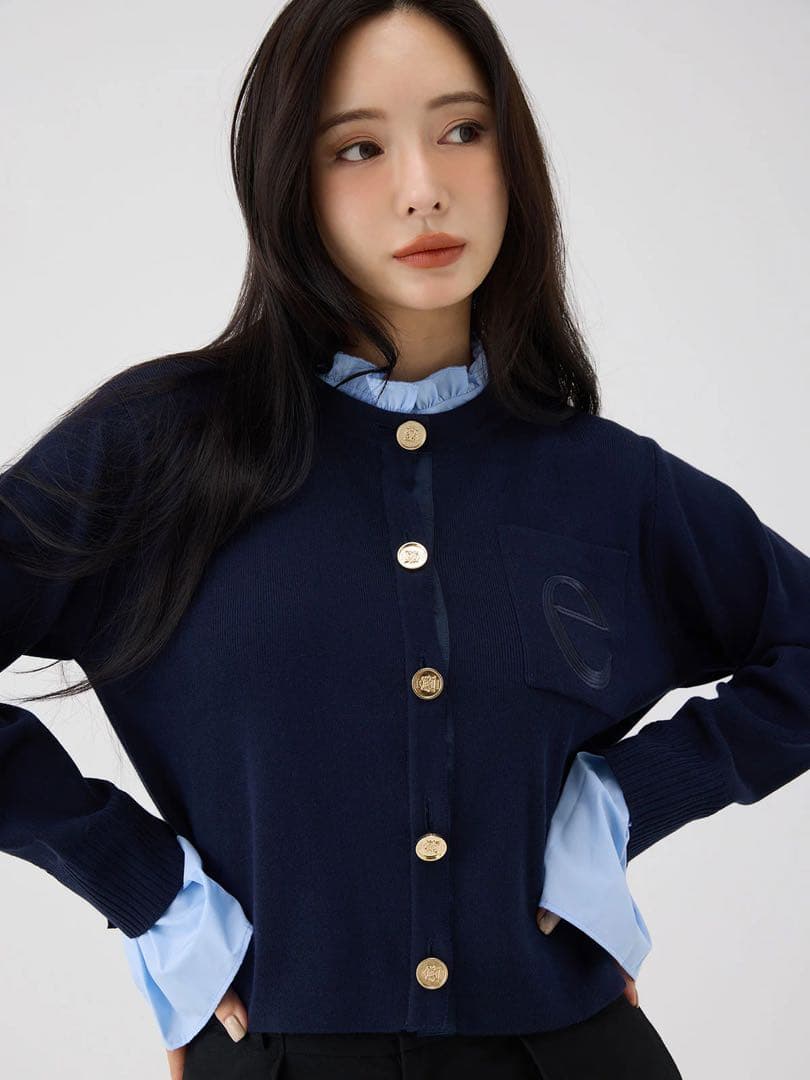 eimyistoire Attached collar カーディガン ネイビー