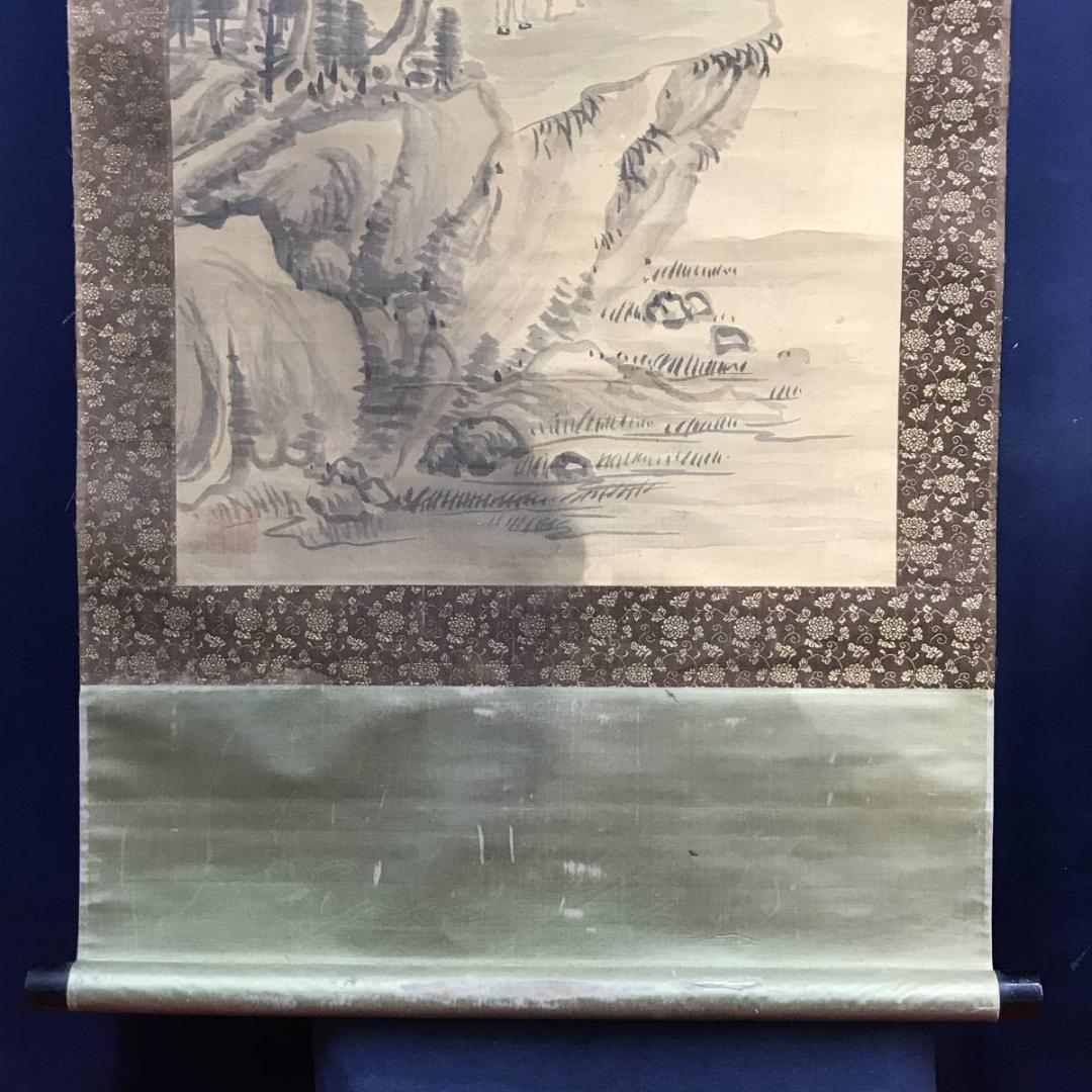 【模写】岡田米山人/山水人物図/山水図/人物図/掛軸/名家伝来/AD-55