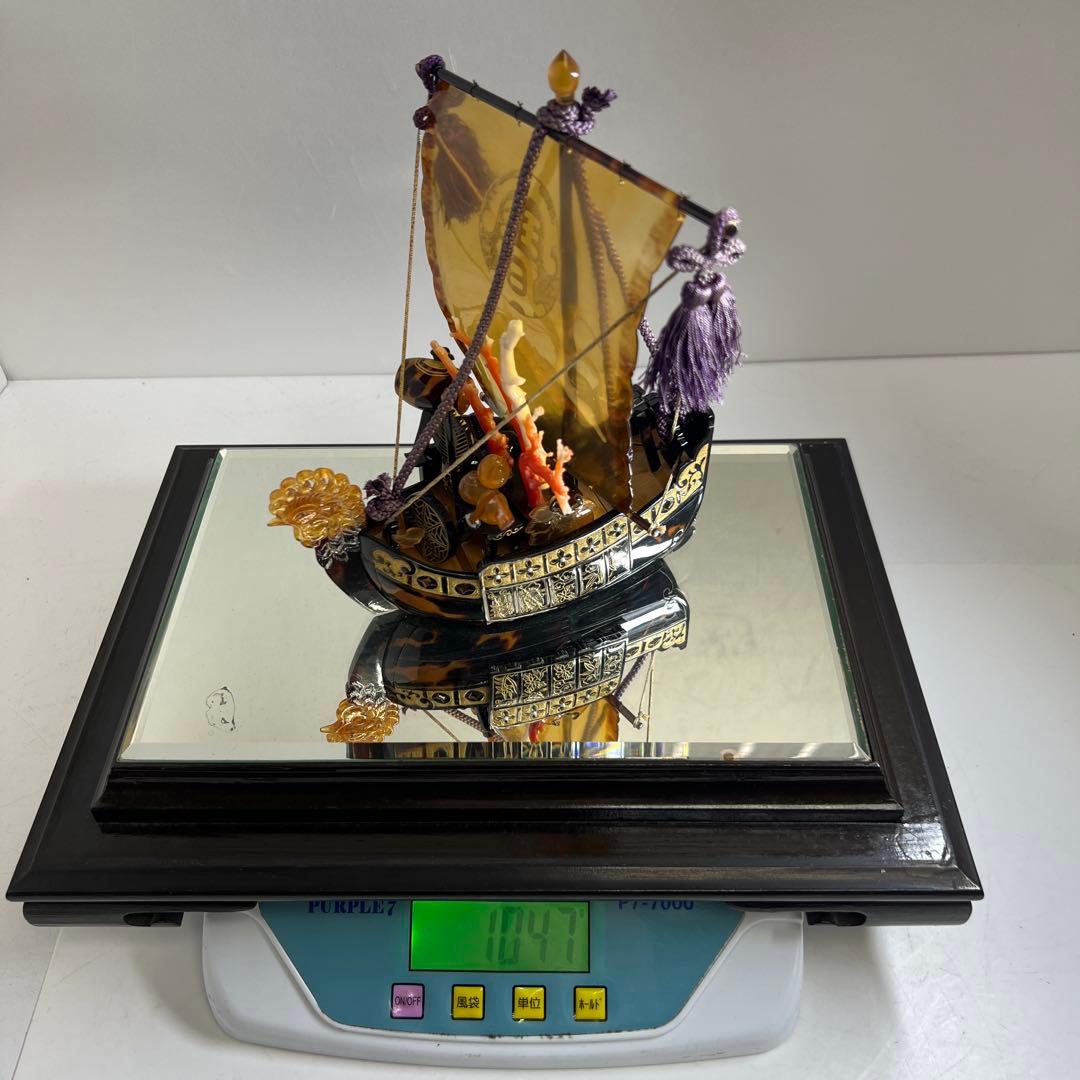 本鼈甲　宝船　1047g(台込) 20×16㎝(宝船)東な8-0201☆2F