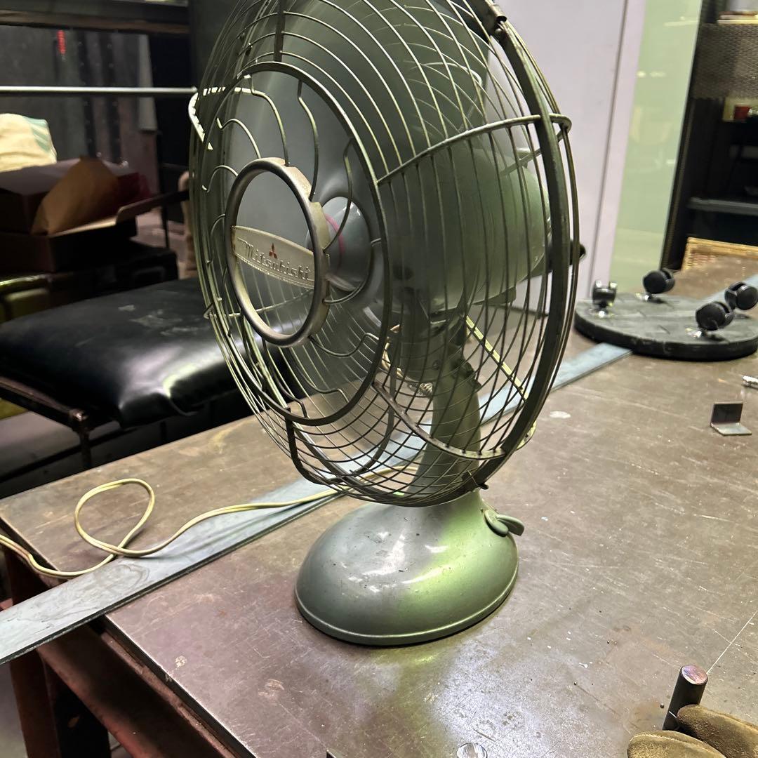 三菱 鉄製 扇風機 アンティーク 箱付き レトロ ビンテージ インテリア 76