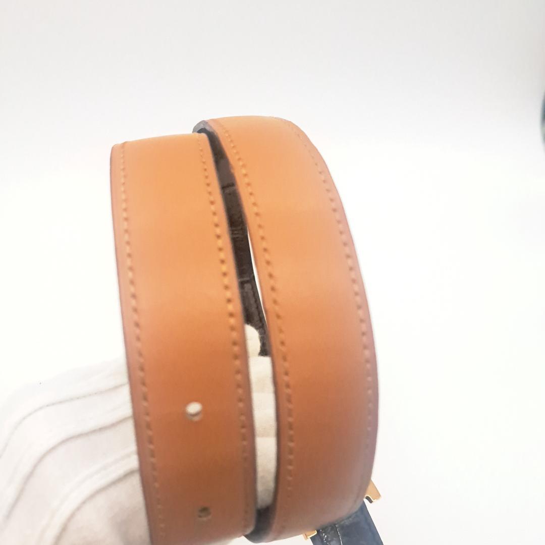 エルメス HERMES Hベルト リバーシブル アリゲーター ゴールドバックル