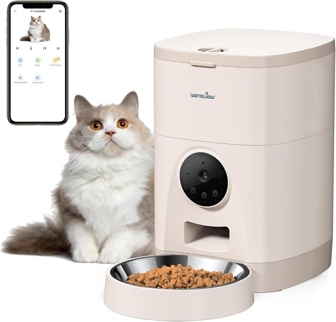 Wansview 自動給餌器 300万高画素カメラ付き カーキ色とベージュ色