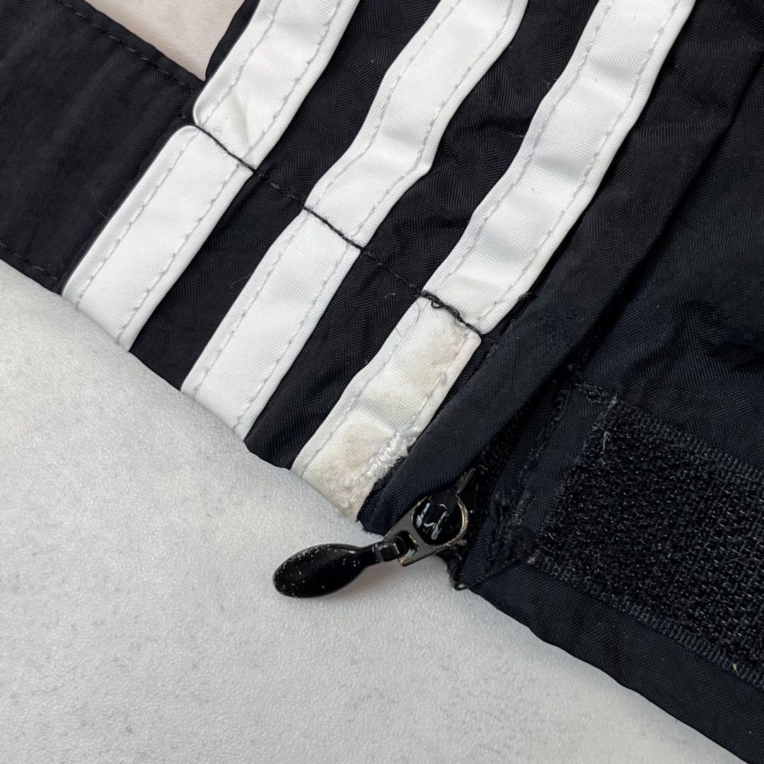 00s adidas バギートラックパンツ 3ライン 刺繍ロゴ ブラック XL