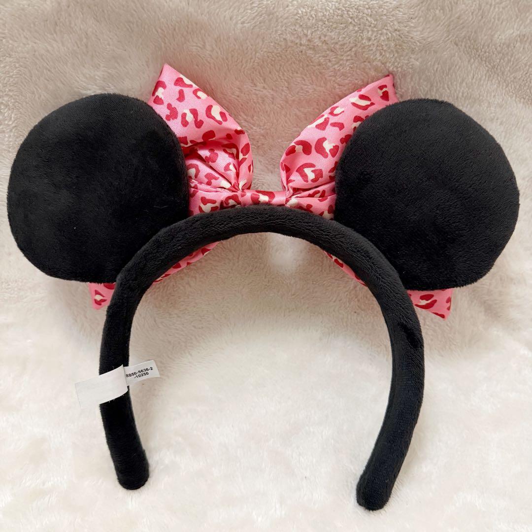 東京ディズニーリゾート ミニーマウス ピンク ヒョウ柄 リボン カチューシャ