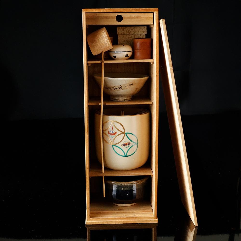 お得！時代物 「 高麗粉引平茶碗 」と「 未使用美品 茶道具 短冊 」朱塗 棗