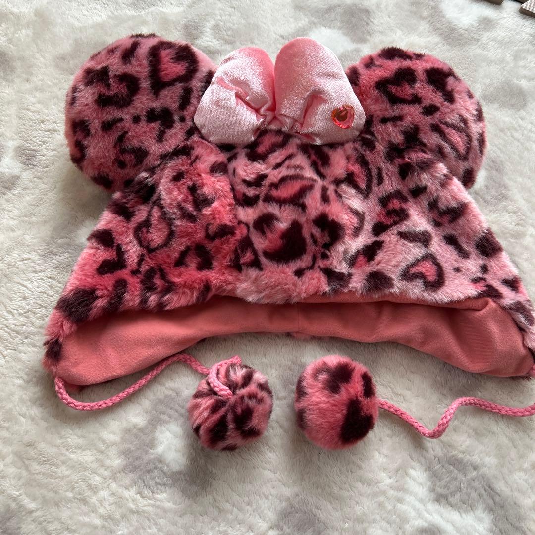 東京ディズニーリゾート　ファンキャップヒョウ柄　ピンク