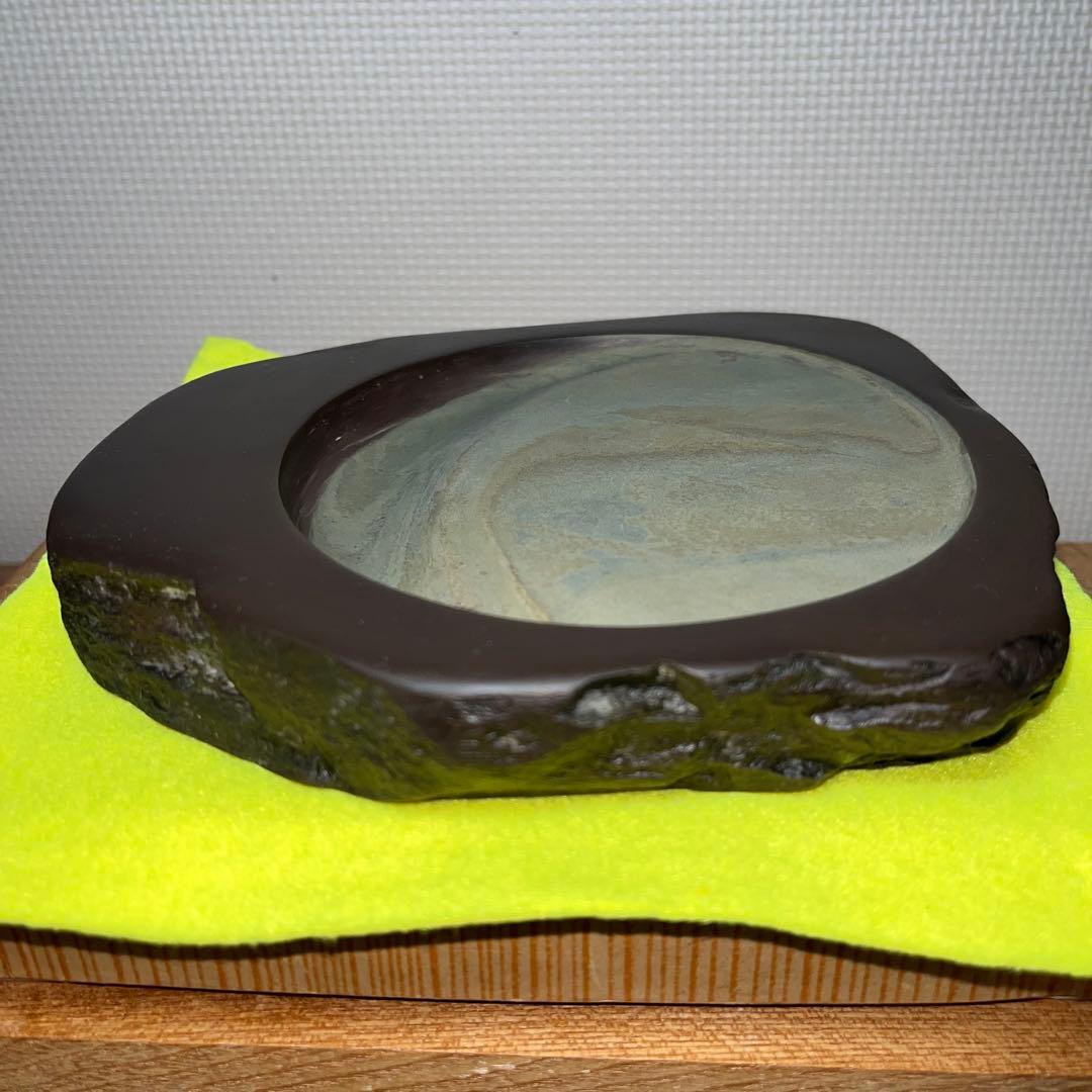 ⭕️うさぴょん⭕️赤間硯　希少　紫青石、紫金石様石紋綺麗　昇進堂謹製　丸型硯