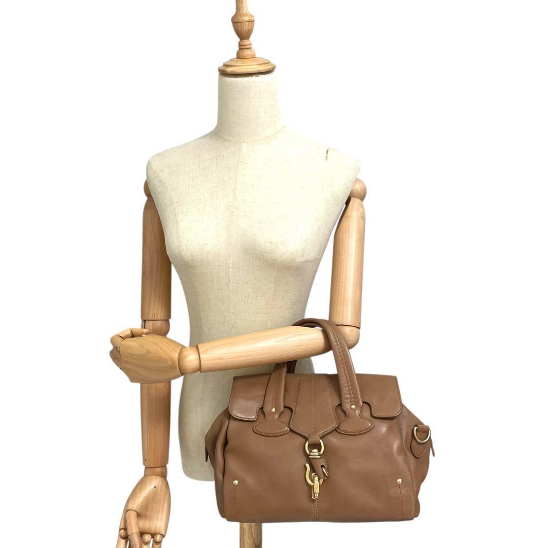 良品✨バリー ハンドバッグ オールレザー 本革 ロゴ金具 キャメル