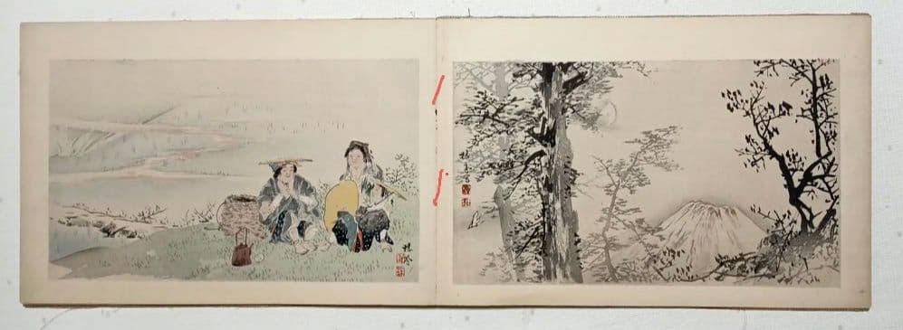 稀、棲鳳十二富士画帖（多色刷り木版画)竹内栖鳳画、明治27年11月出版