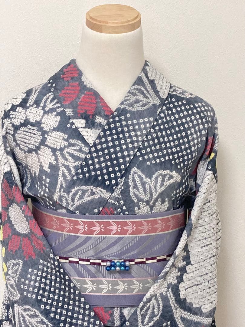 KM　浴衣　有松鳴海絞り　向日葵　裄66cm