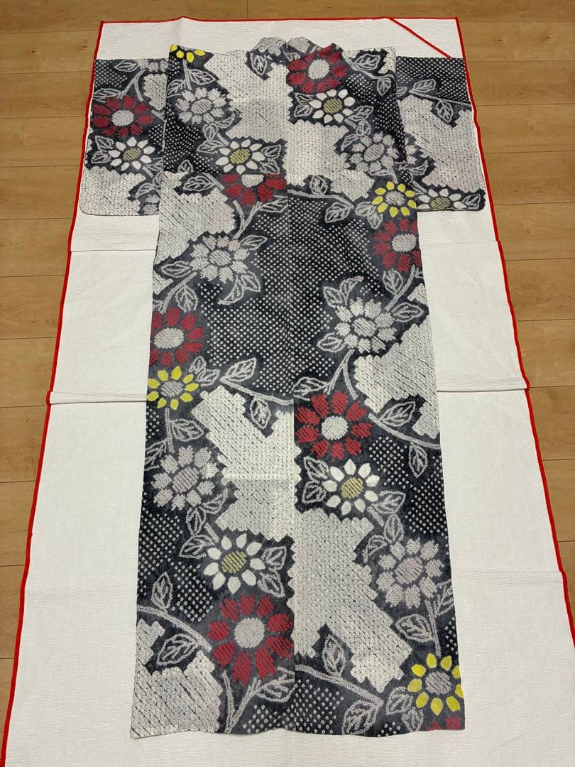 KM　浴衣　有松鳴海絞り　向日葵　裄66cm