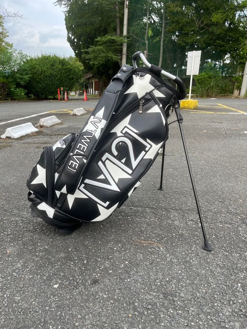 V12 TWELVE ゴルフバッグ 星柄 ブラック/ホワイト