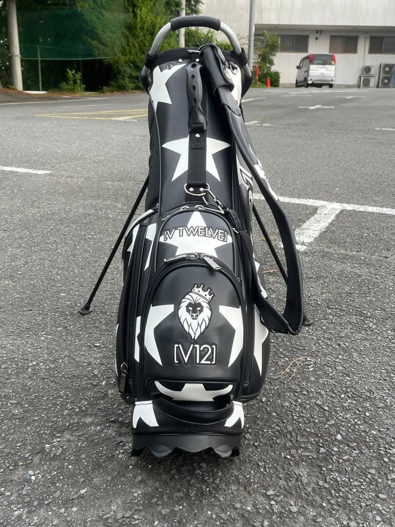 V12 TWELVE ゴルフバッグ 星柄 ブラック/ホワイト