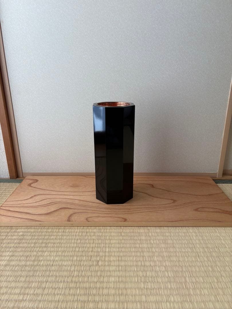 62【おまとめ買い可】華道　八角塗寸胴　華道具　寸どう　生け花　花器　花入れ