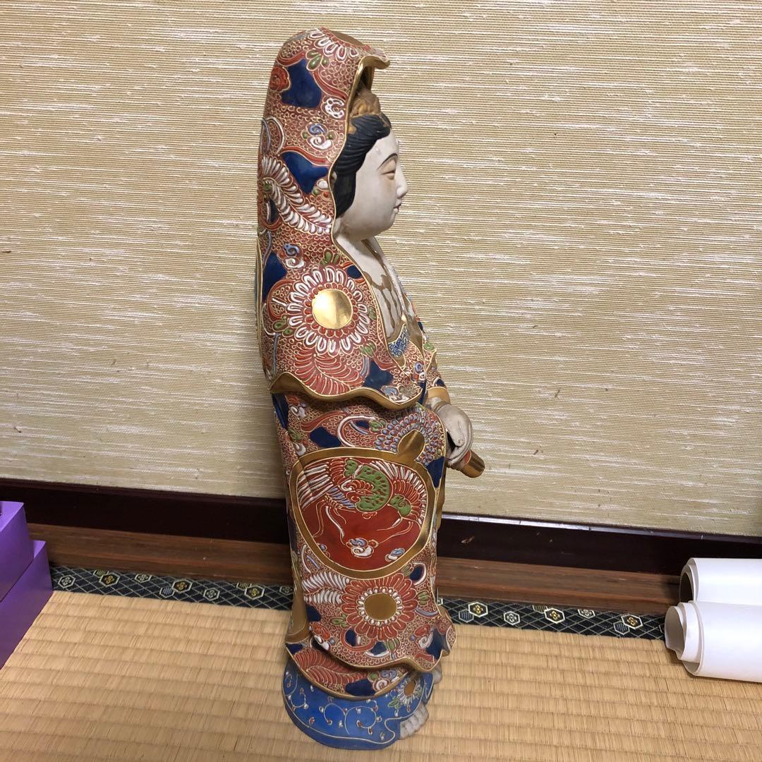 九谷焼◆観音菩薩立像/観音 菩薩◆色絵 金彩◆全高 約45㎝◆骨董/古美術