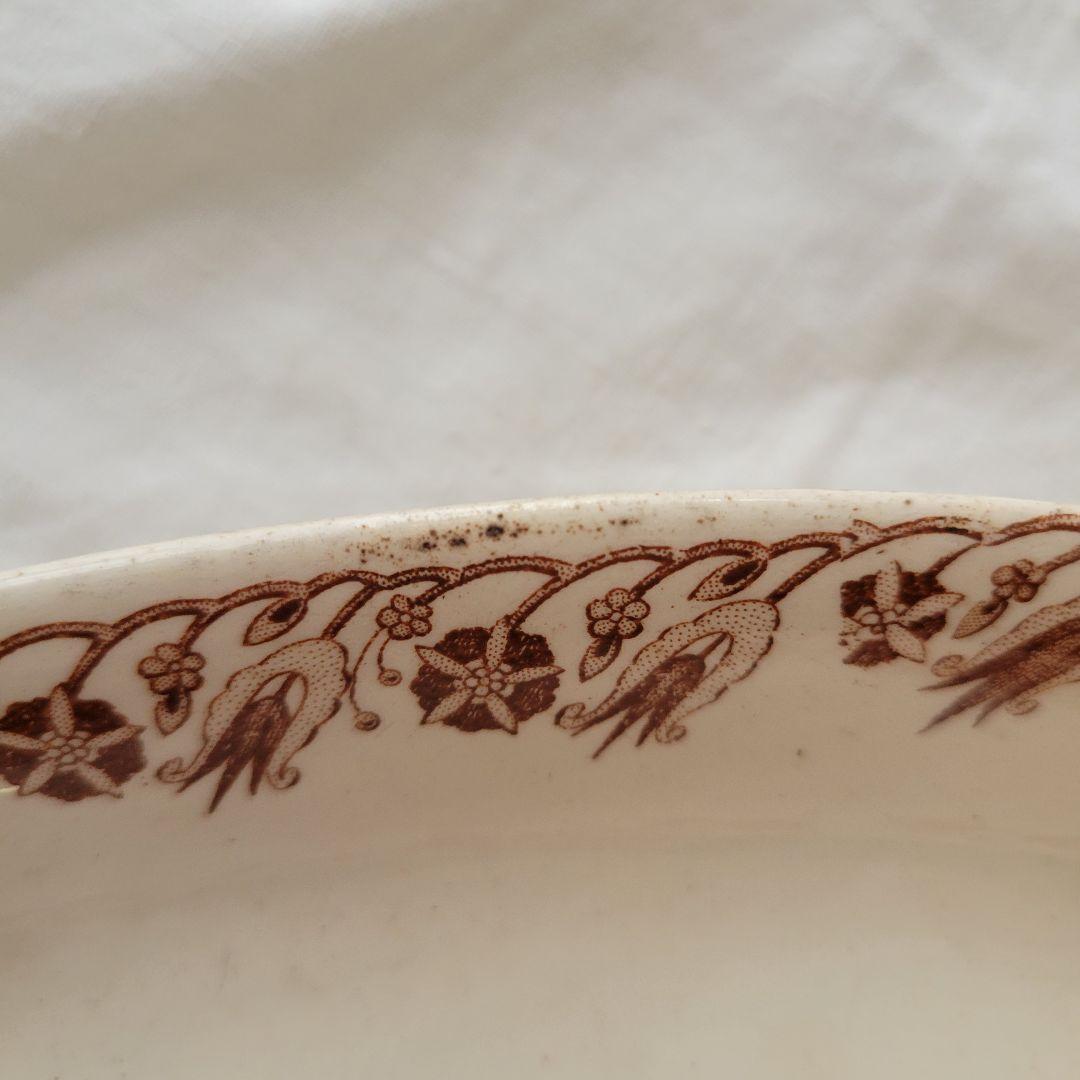 フランス　アンティーク　ラヴィエ　ブラウン花