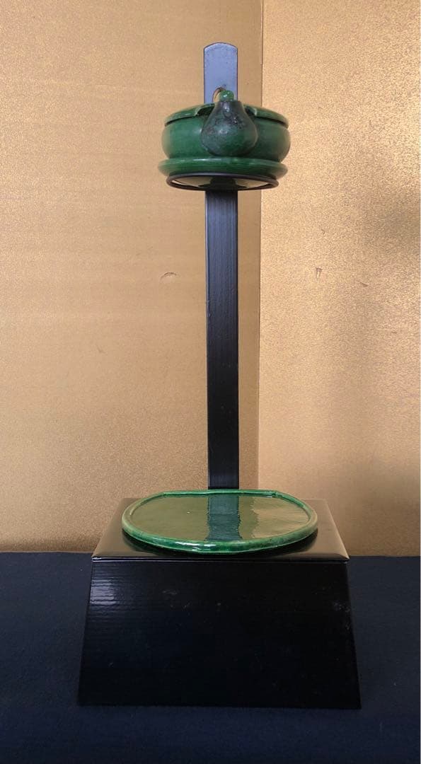 《R》茶道具 短檠 青楽 雀瓦 和楽 燭台 夜咄 灯火具 元箱 251225か3