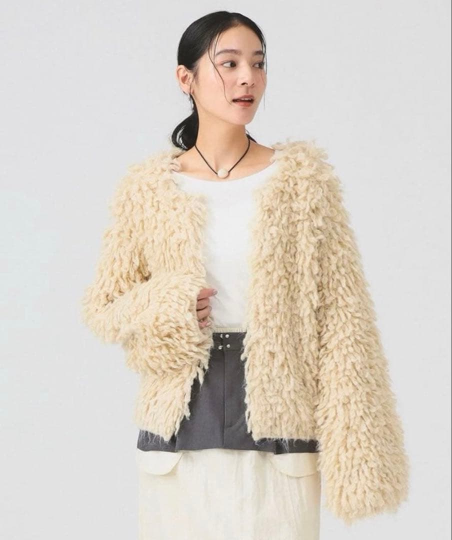 Ray BEAMS ミックスループ編み ニットジャケット カーディガン アウター